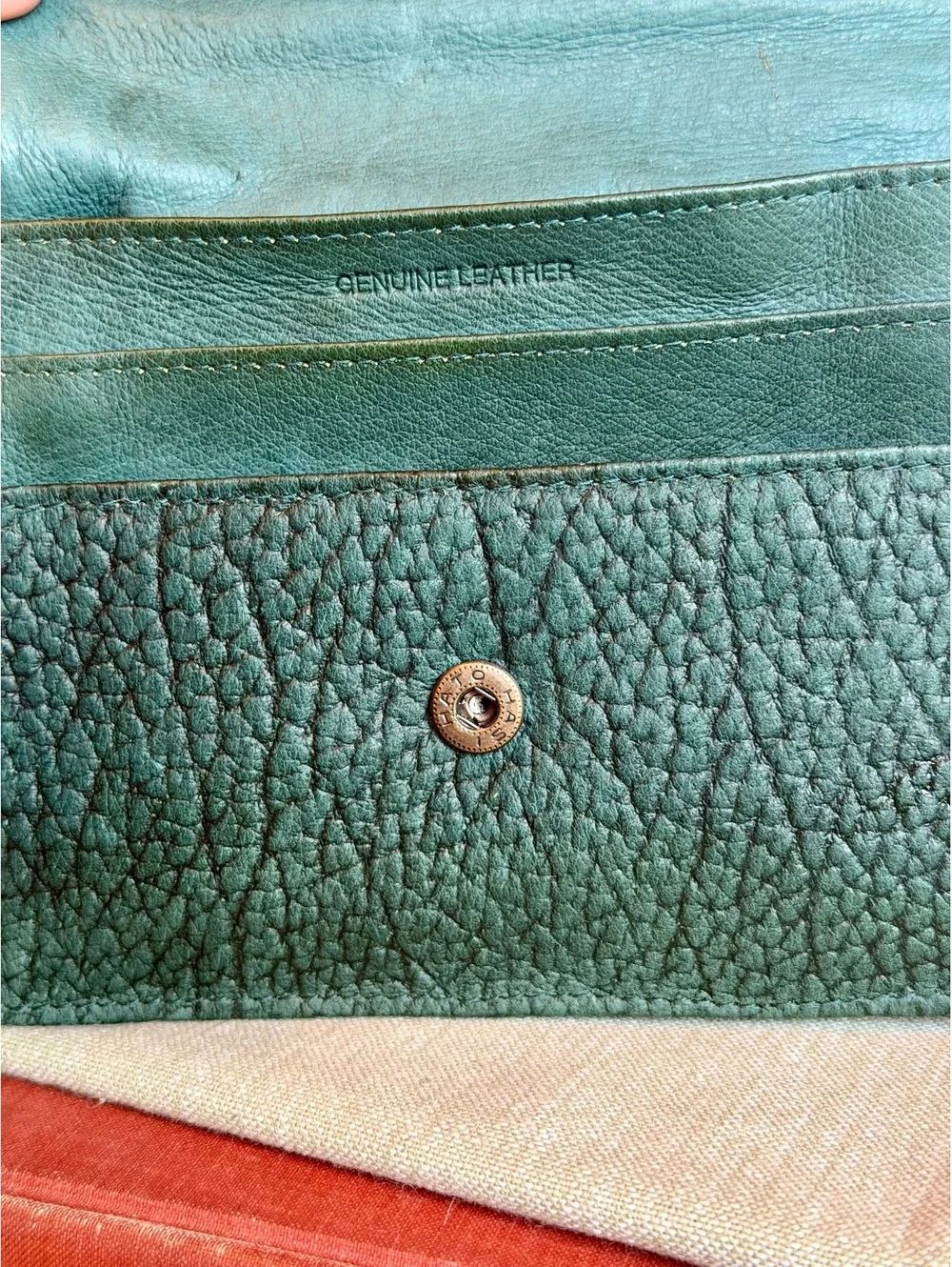 Wilsons Leather Teal Green Crossbody Bag Wallet Purse Pebbled Leather